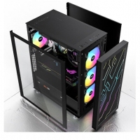 aigo爱国者 炫影5 黑色 台式机电脑机箱 ATX主板/360冷排/双面钢化玻璃/主板同步发光面板