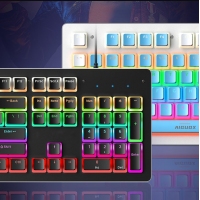 爱国心 GK803 粉白布丁 青轴 豪华版 竞技游戏机械有线键盘